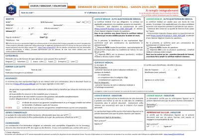 DEMANDE LICENCE JOUEUR-DIRIGEANT-VOLONTAIRE